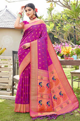 Purple Paithani Art Silk Saree