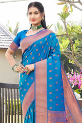 Blue Paithani Art Silk Saree