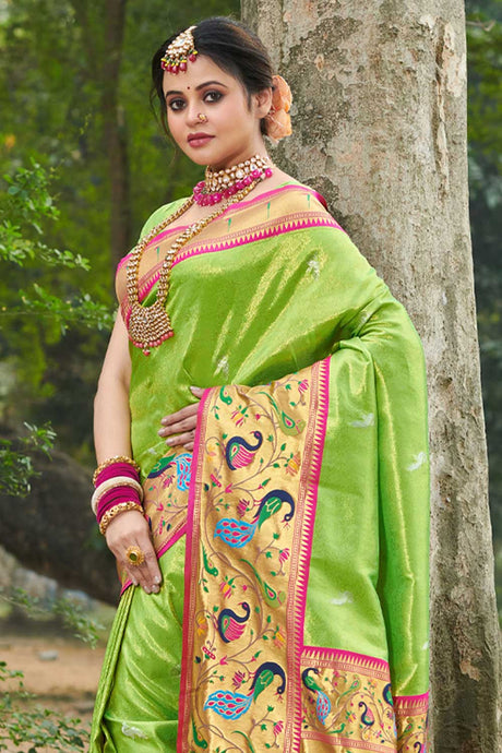 Green Paithani Art Silk Saree