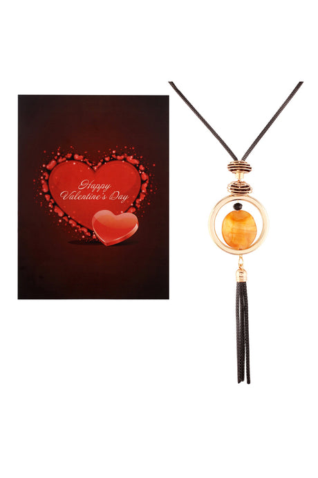 Gold Plated Necklace In Orange