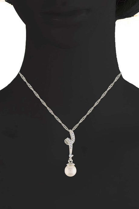 Buy Women's Alloy Rhodium Plated Chain Set in Silver - Front