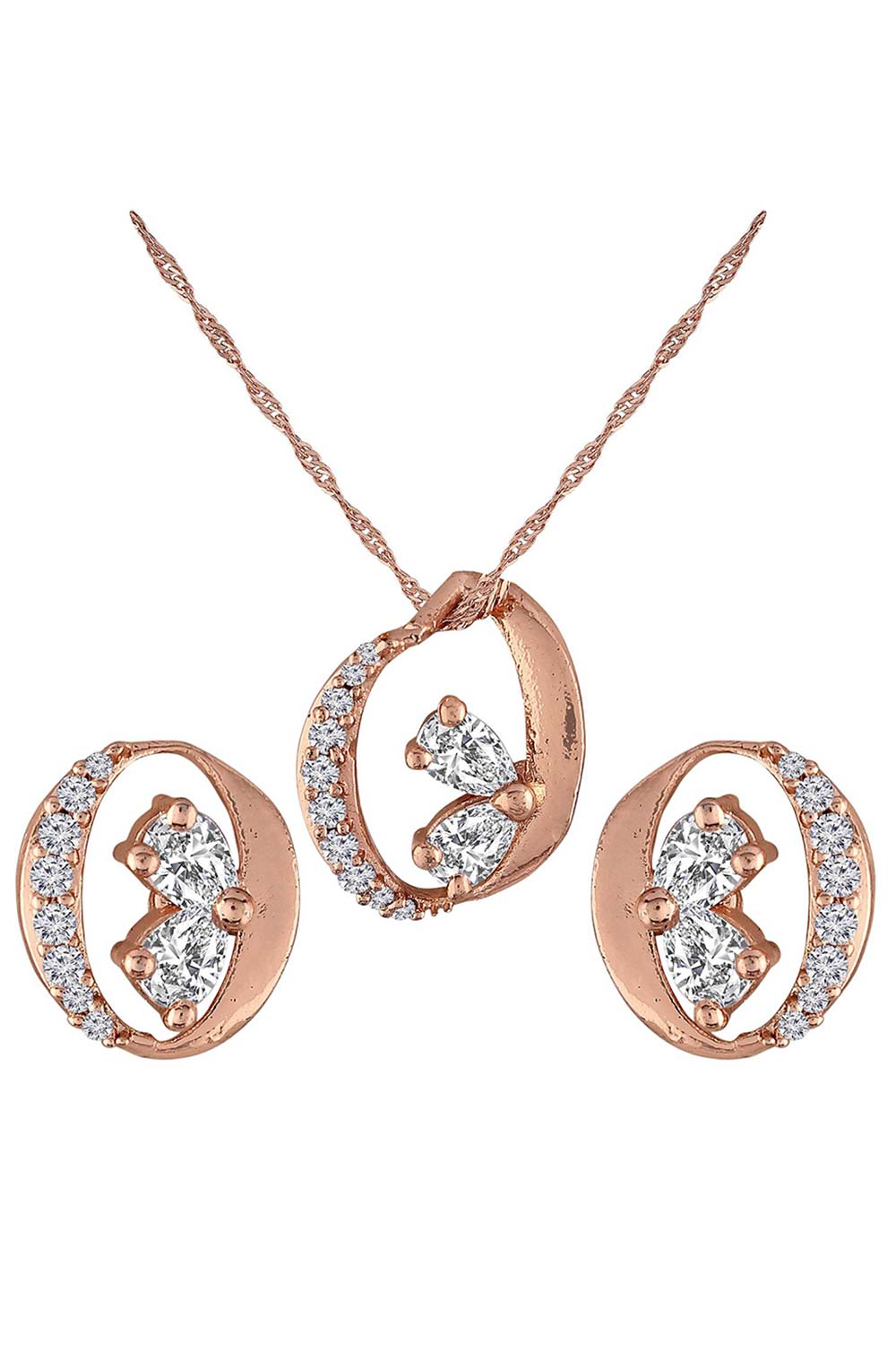 Buy Women's Alloy Rose Gold Plated Chain Set in Gold - Back