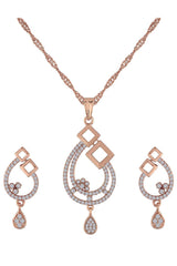 Buy Women's Alloy American Diamond and CZ Zircon Chain Set in Gold - Back