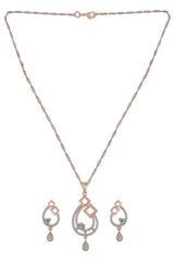 Buy Women's Alloy American Diamond and CZ Zircon Chain Set in Gold - Side