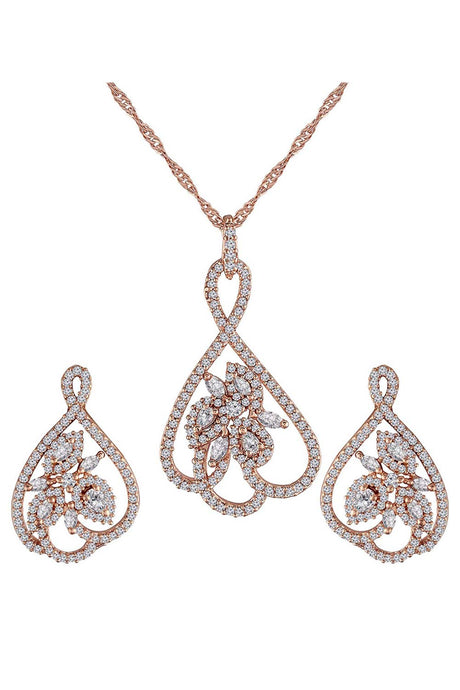 Buy Women's Alloy Rose Gold Plated Chain Set in Gold - Front
