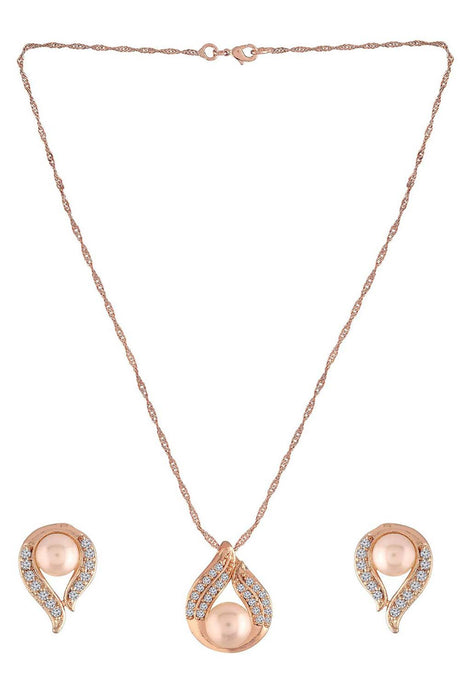 Buy Women's Alloy Rose Gold Plated Chain Set in Gold - Back
