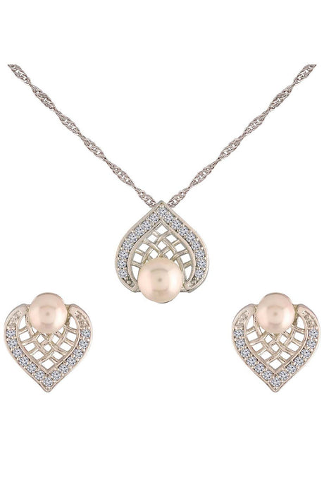 Buy Women's Alloy Rose Gold & Silver Plated Chain Set in Silver