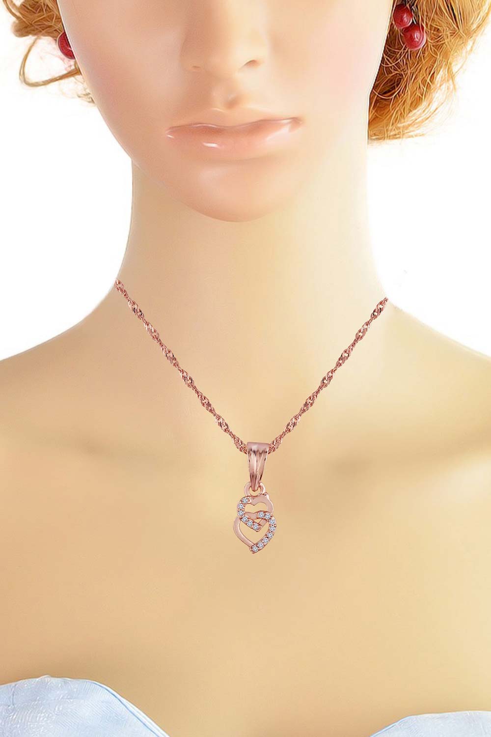 Buy Women's Alloy Double Heart Chain in Gold - Front