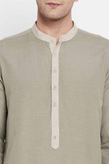 Buy Men's Pure Cotton Solid Long Kurta in Green - Zoom Out