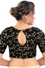 Buy Art Silk Embroidered  Saree Blouse in Black - Front