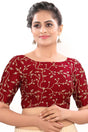 Buy Art Silk Embroidered  Saree Blouse in Maroon