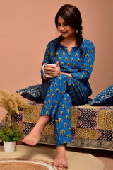 Buy Cotton Polka Dot Nightwear in Sky Blue - Back