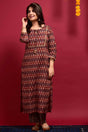 Buy Cotton Printed Kurta Set in Maroon