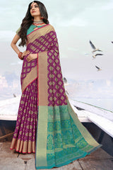 Art Silk Zari Saree In Purple