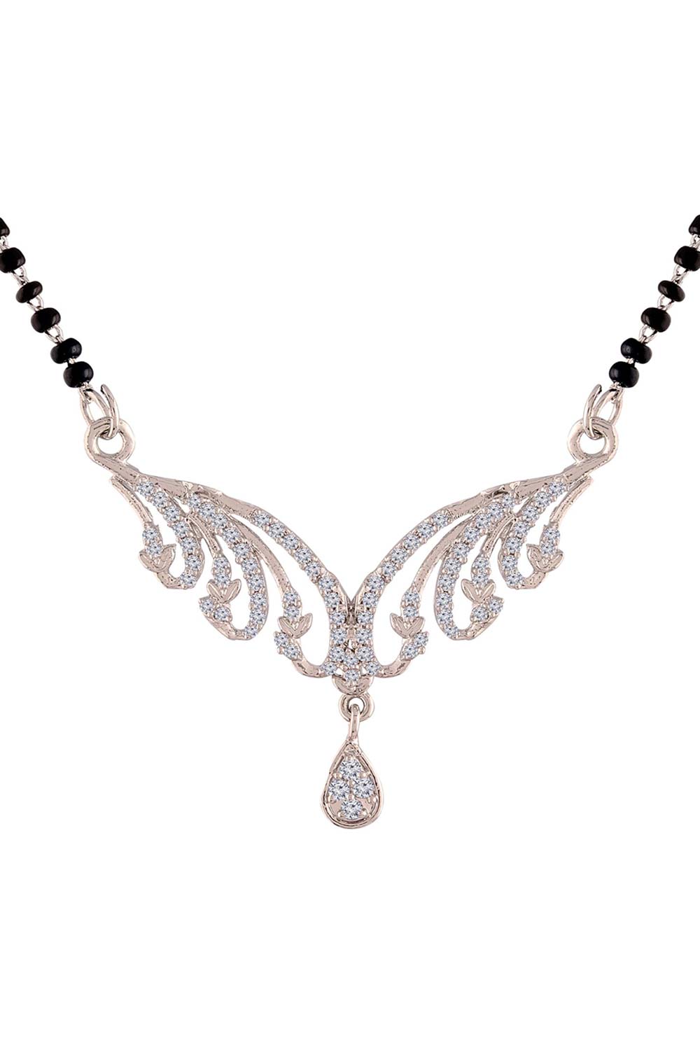 Buy Women's Alloy Rhodium Mangalsutra Sets in Silver - Back