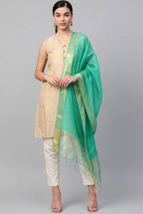 Buy Art Silk Woven Design Dupatta in Green