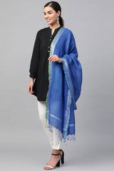 Buy Pure Linen Woven Design Dupatta in Blue