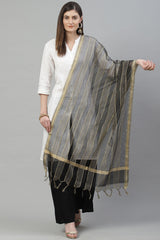 Buy Silk Blend Woven Design Dupatta in Black