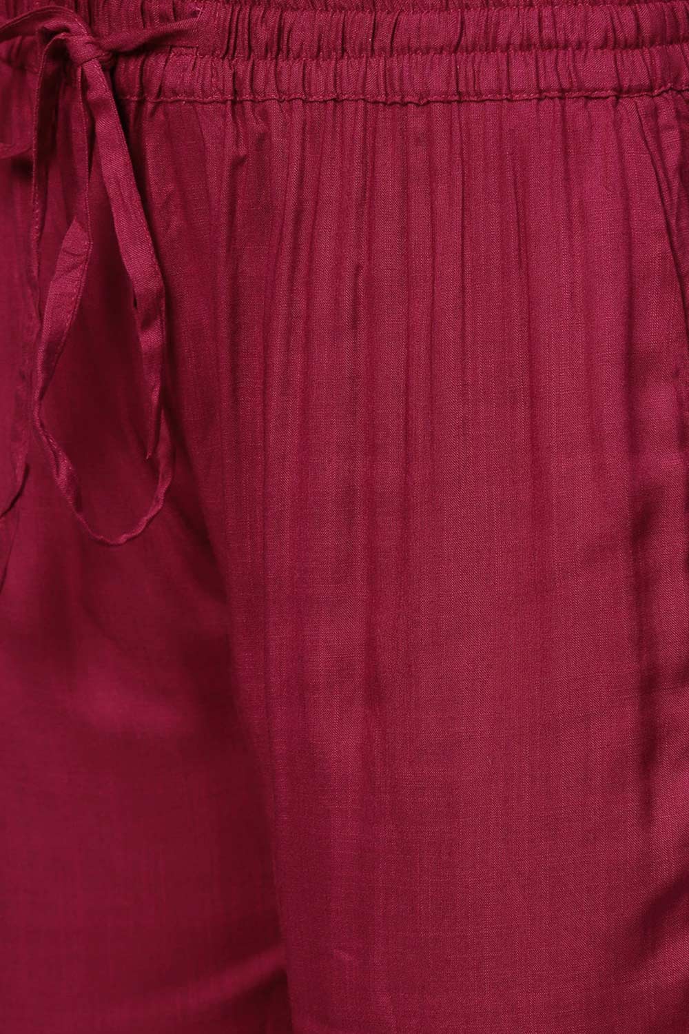 Buy Viscose Rayon Solid Ready to Wear Suit Set in Burgundy Online - Front