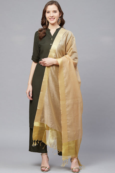 Buy Art Silk Woven Design Dupatta in Gold