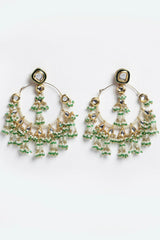 Buy Women's Copper Kundan Chandbali Earring in Green - Front