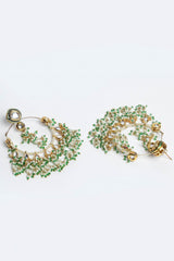 Buy Women's Copper Kundan Chandbali Earring in Green - Side