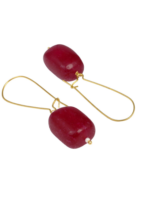 Women's Silver Hoop Earrings in Red