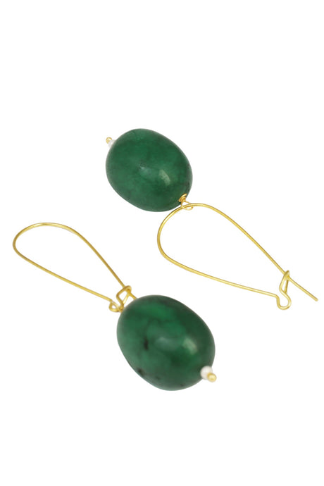 Women's Silver Hoop Earrings in Green