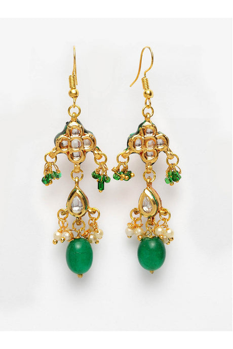 Women's Sterling Silver Hoop Earrings in Green