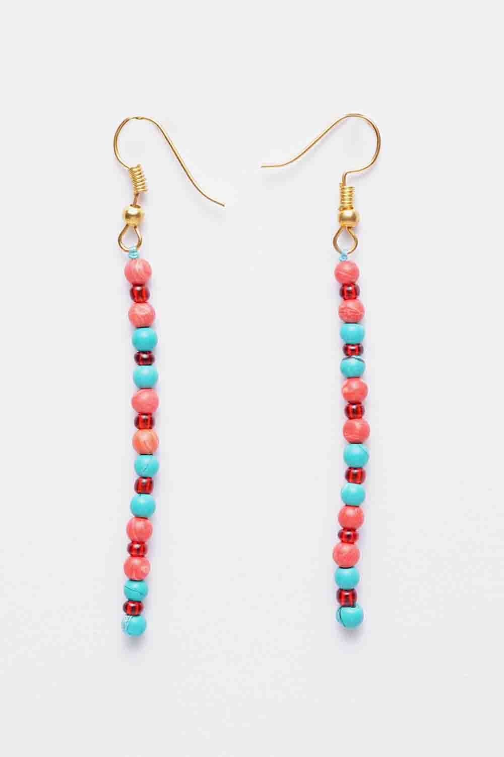 Women's Copper Earrings in Blue and Red