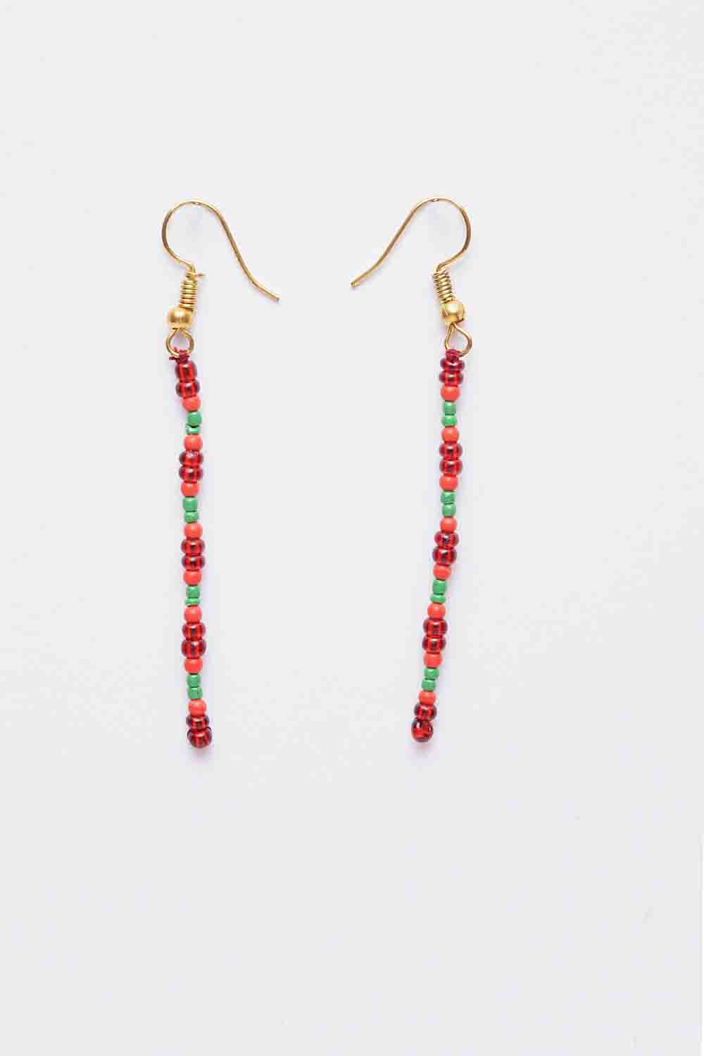 Women's Copper Earrings In Red And Green