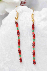 Women's Copper Earrings In Red And Green