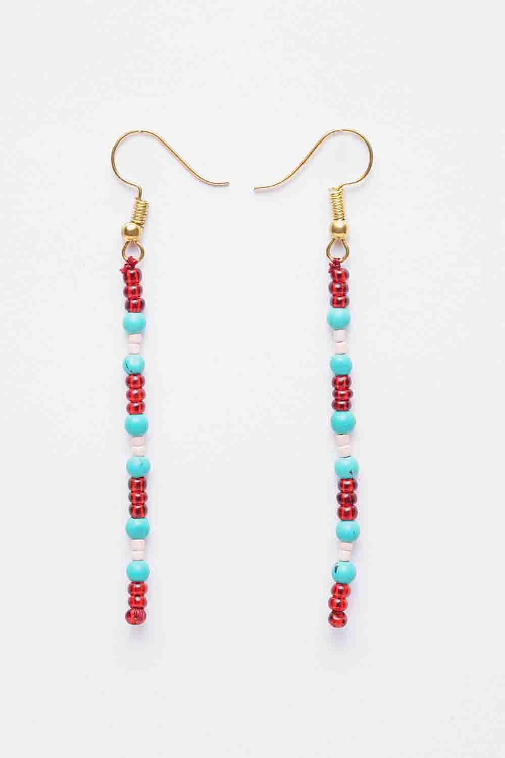 Women's Copper Earrings In Blue And Red