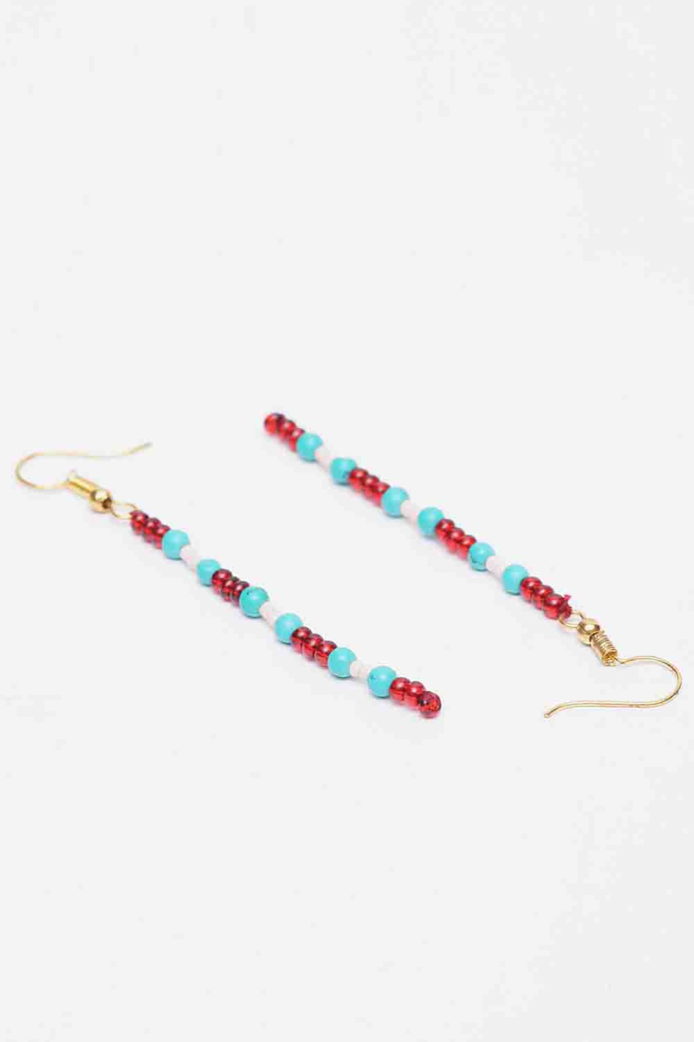 Women's Copper Earrings In Blue And Red