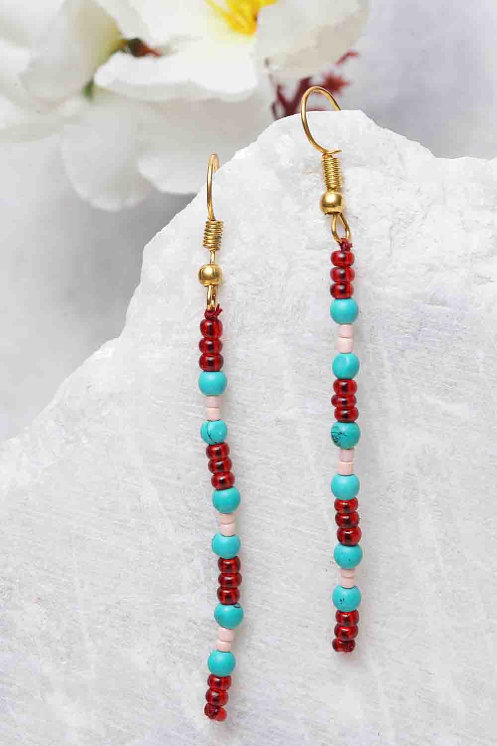 Women's Copper Earrings In Blue And Red