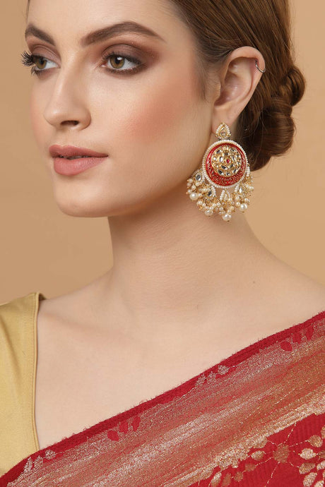 Buy Women's Sterling Silver Large Dangle Earrings in Red Online