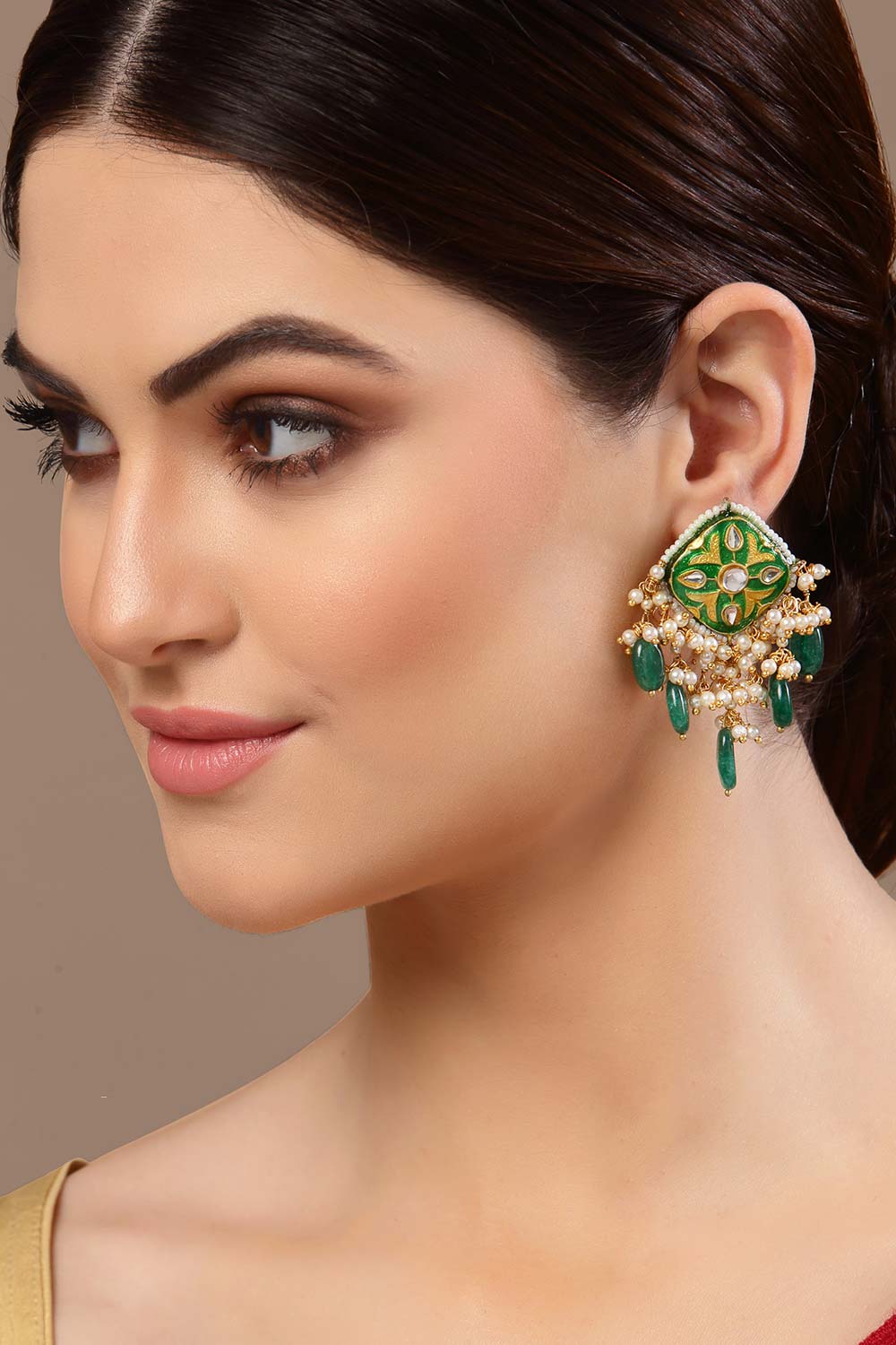 Buy Women's Sterling Silver Stud Earring in Green Online