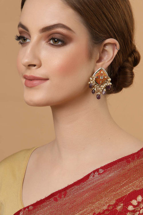 Buy Women's Sterling Silver Stud Earring in Red Online