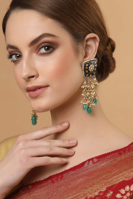 Buy Women's Sterling Silver Large Dangle Earrings in Blue Online