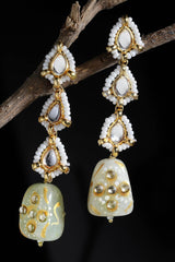 Buy Women's Sterling Silver Kundan Drop Earring in White - Back