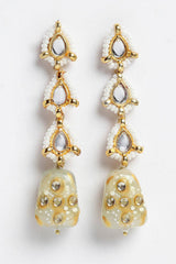 Buy Women's Sterling Silver Kundan Drop Earring in White - Front