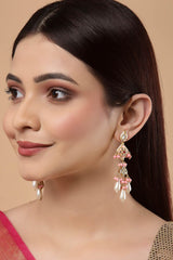 Buy Women's Sterling Silver Kundan Drop Earring in Pink