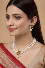 Buy Women's Sterling Silver Kundan Drop Earring in White - Front