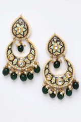 Multi-Color And White Gold-Plated Kundan And Pearls  Dangler Earring