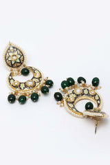 Multi-Color And White Gold-Plated Kundan And Pearls  Dangler Earring