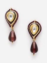 Multi-Color Gold-Plated Kundan And Pearls Drop Earring