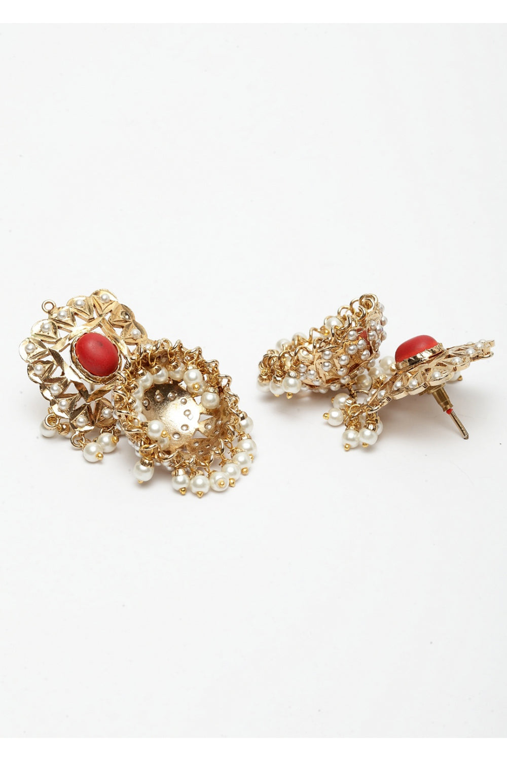 Women's Copper Jhumka Earrings in Gold