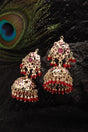 Buy Women's Sterling Silver Jhumka Earrings in Red