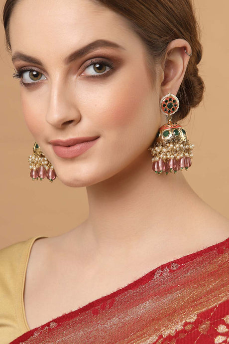 Buy Women's Sterling Silver Jhumka Earring in Pink Online