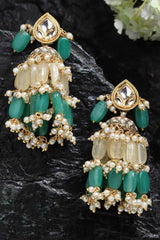 Buy Women's Sterling Silver Jhumka Earring in Green - Back